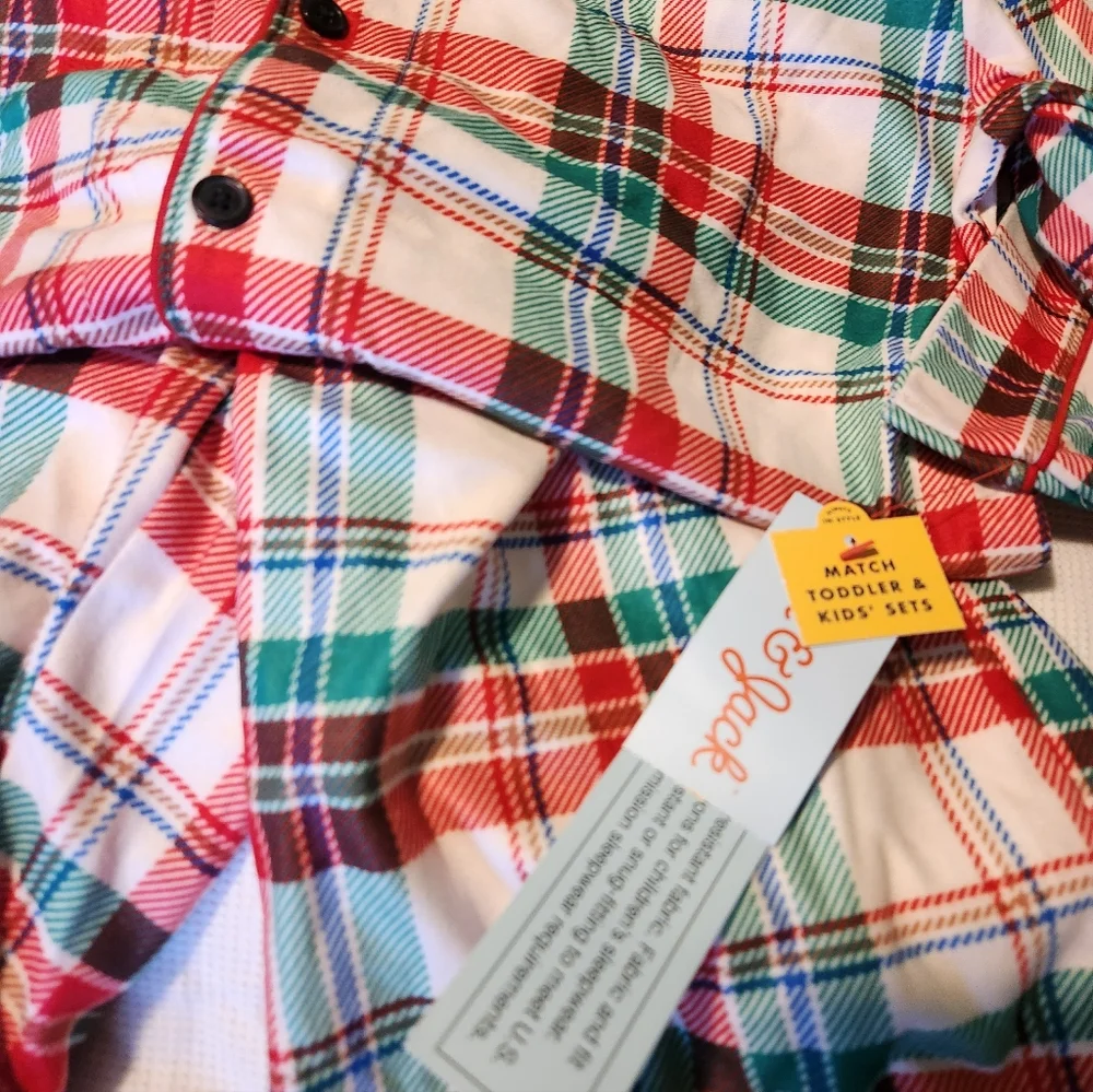 Teen Boy Plaid Button-Up Holiday Christmas Pajama Set - Picture 3 of 6